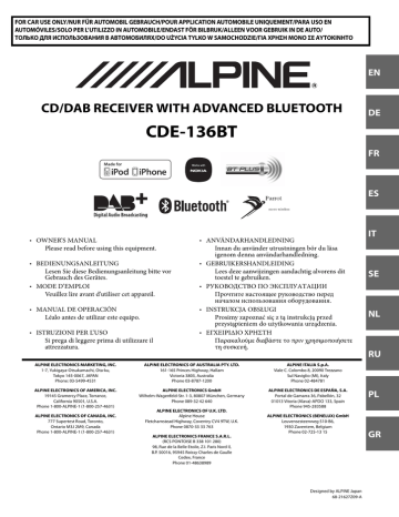 Alpine CDE-136BT de handleiding | Manualzz