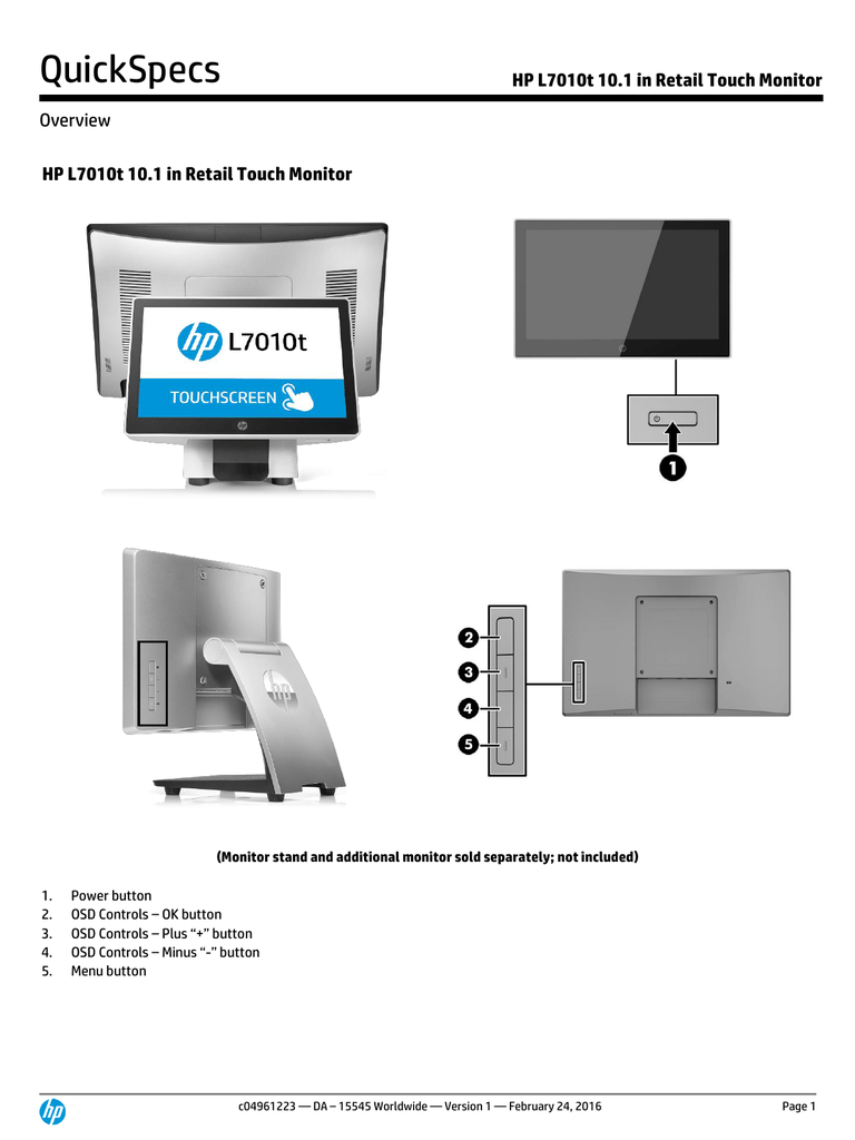 L7010T 10.1/" RETAIL TOUCH MONITOR