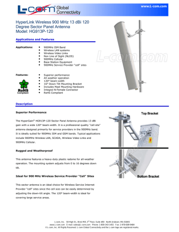 L-com Hg913p-120 Rf Antenna Data Sheet 