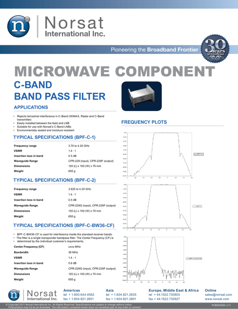Microwave Component C Band Band Pass Filter Pioneering The Manualzz