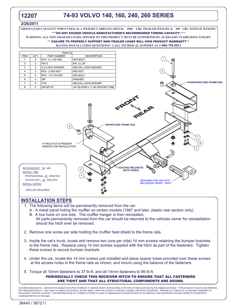 volvo 240 hitch