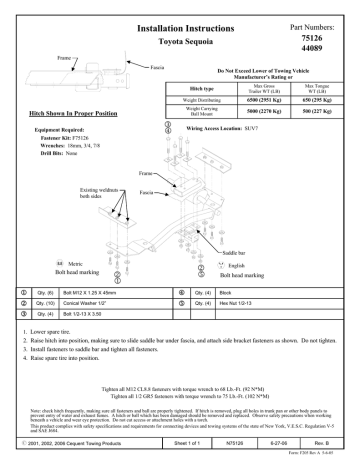 Installation Instructions 75126 Toyota Sequoia 44089 | Manualzz