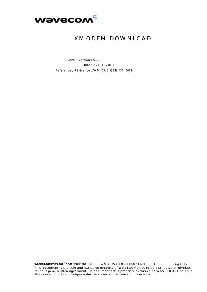 Xmodem Download Confidential C Manualzz