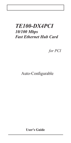 Trendnet TE100-DX4PCI 4-port Dual Speed Fast Ethernet Hub Card Owner's Manual | Manualzz