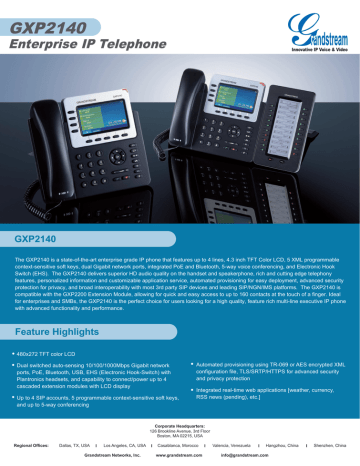 Grandstream GXP2140 IP Phone Data Sheet | Manualzz