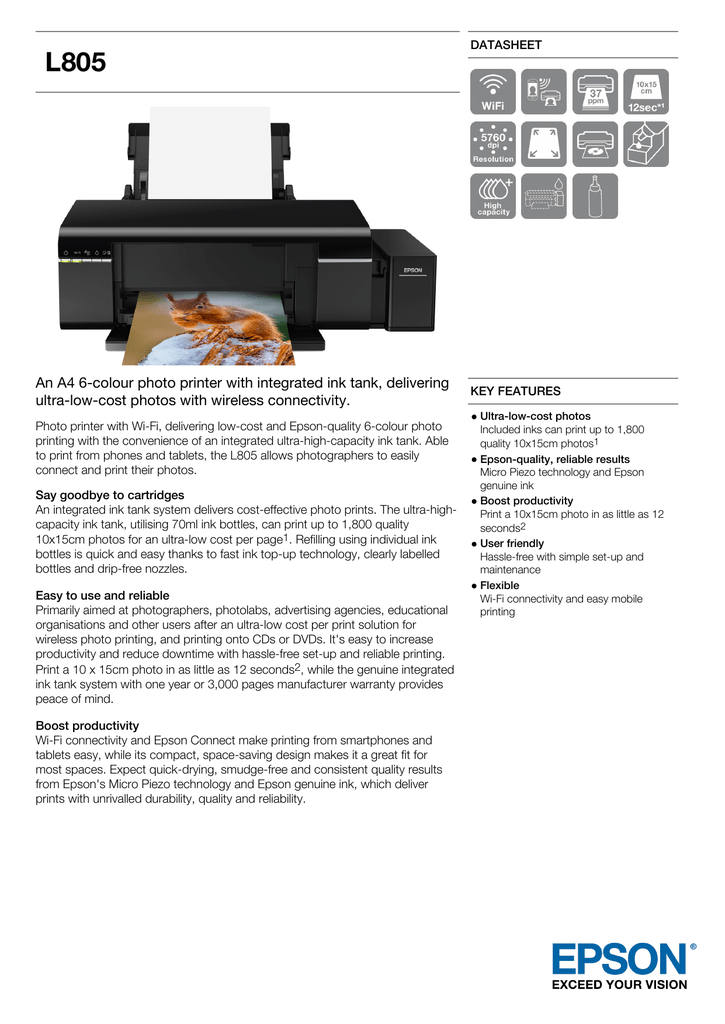 epson easy photo print l805