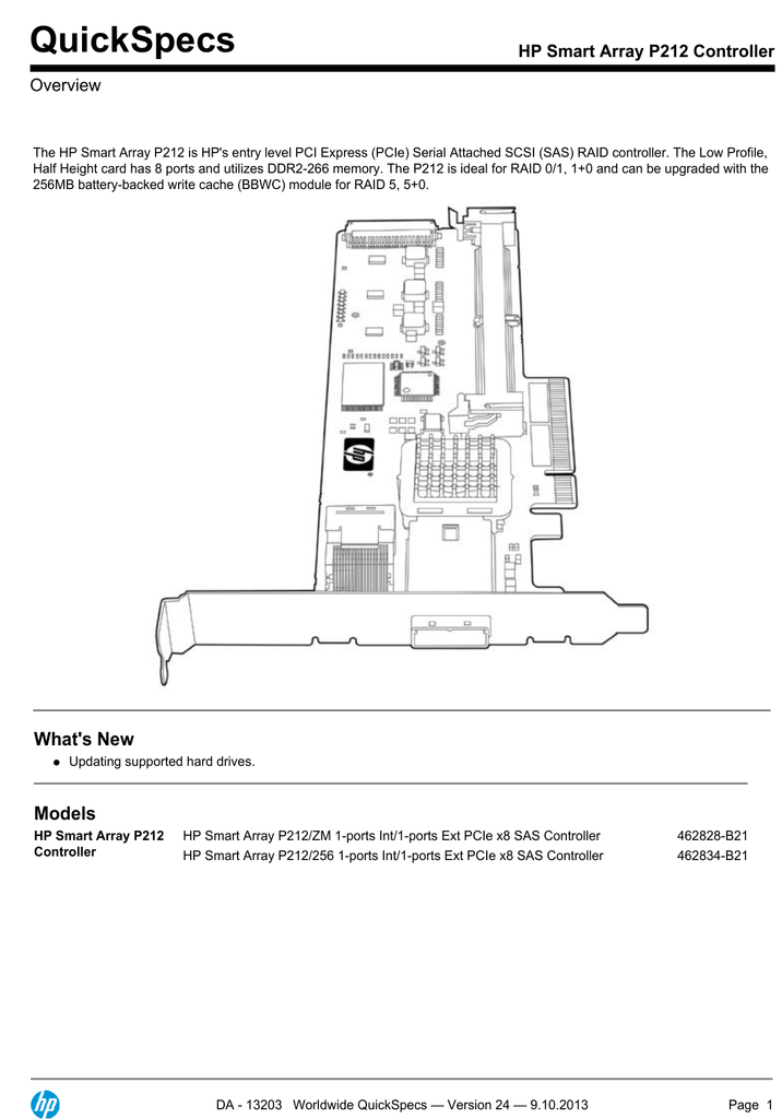 QuickSpecs HP Smart Array P212 Controller Overview Manualzz