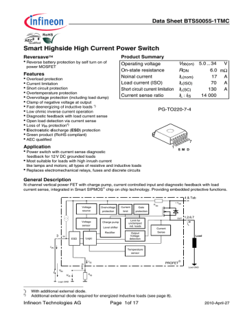 5x BTS6143D Smart Highside SMD Power Switch Power MOSFET