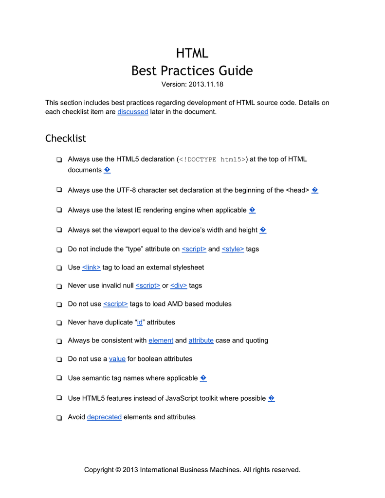 Html Best Practices Guide Manualzz