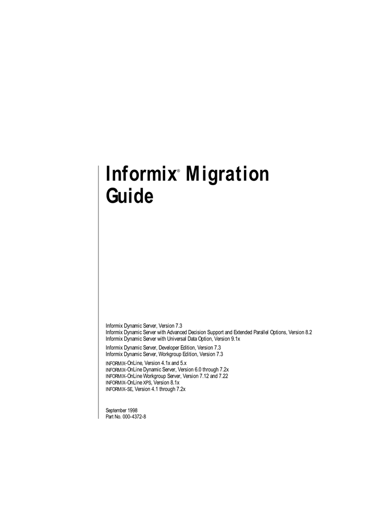 Informix Migration Guide Manualzz