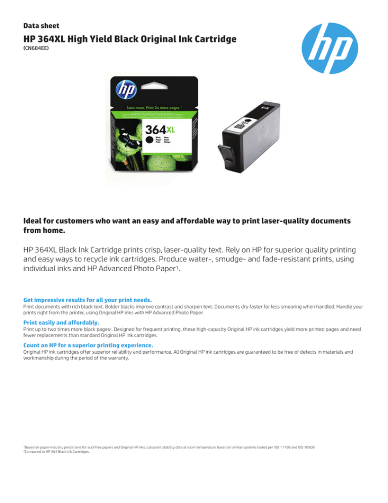 hp 364 black original ink cartridge