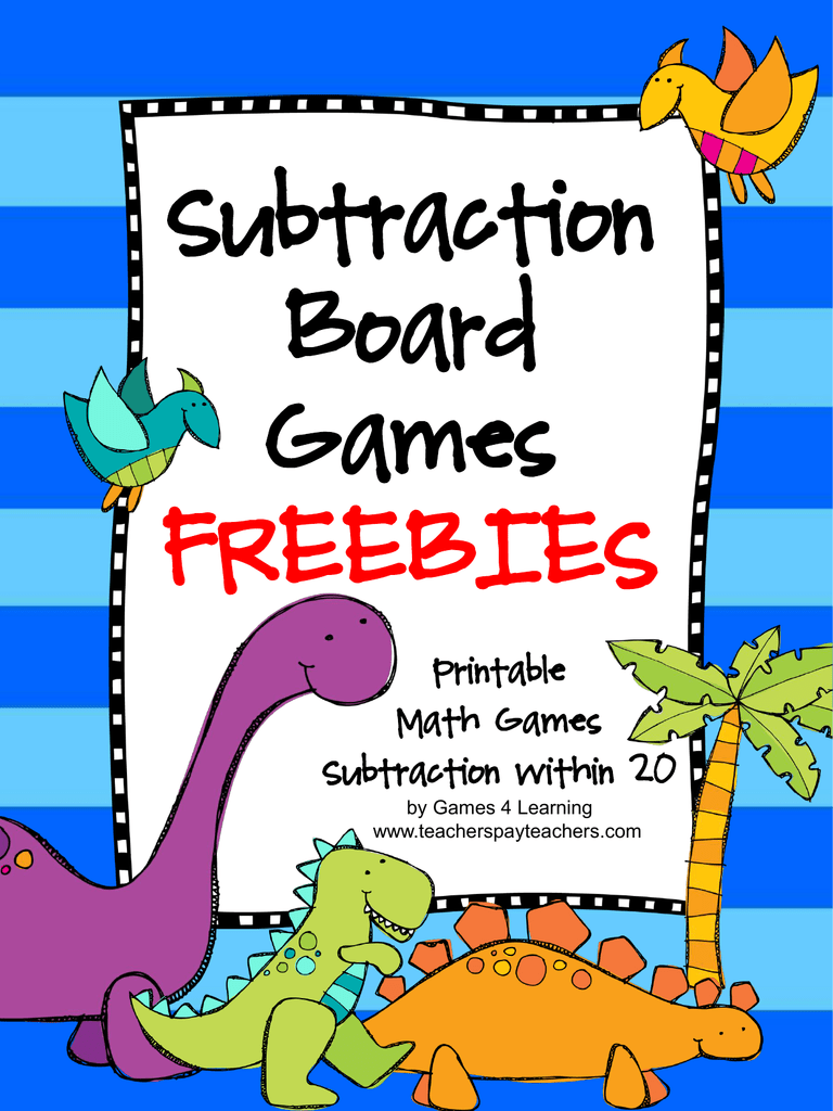 subtraction board games freebies manualzz