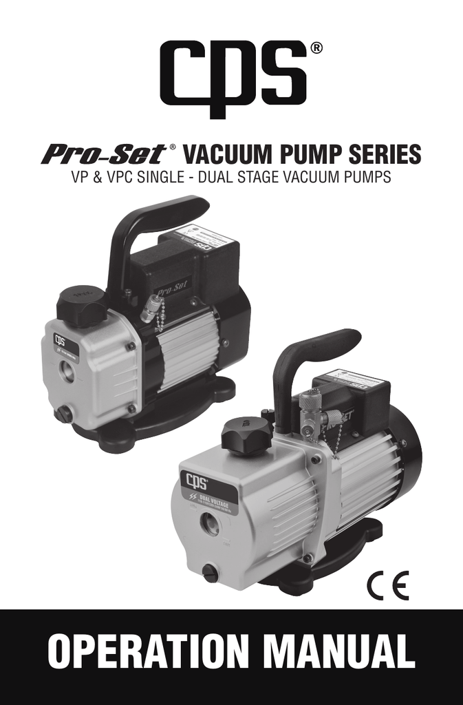 OPERATION MANUAL VACUUM PUMP SERIES Manualzz