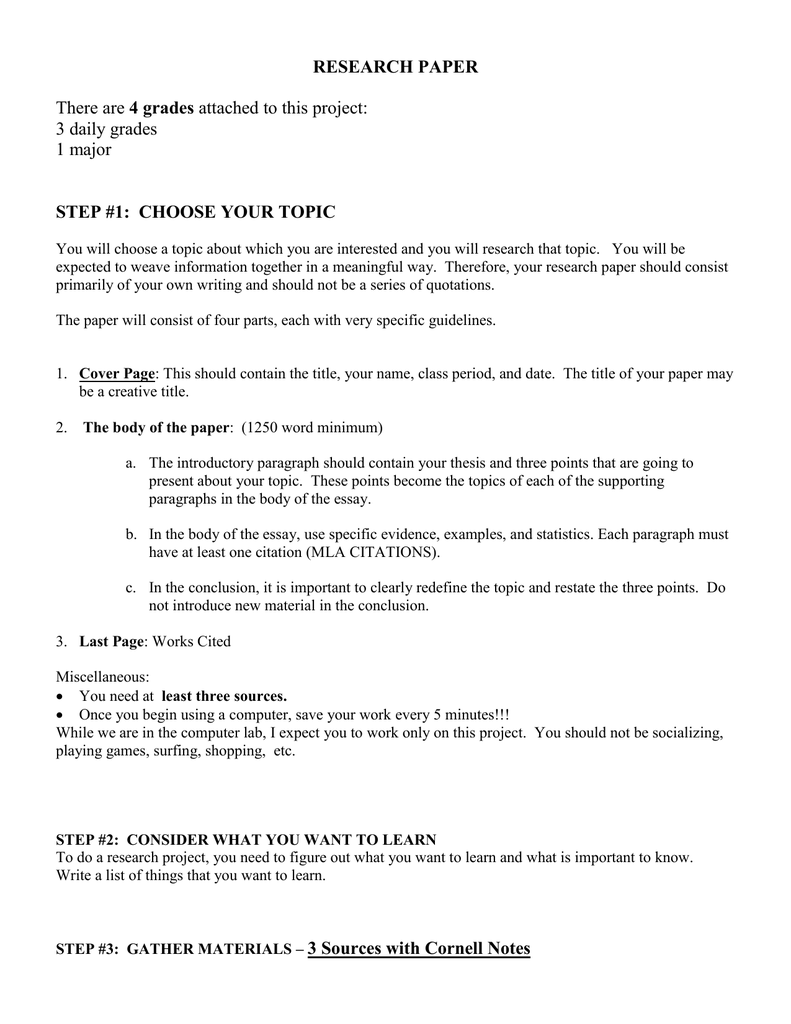 RESEARCH PAPER STEP #17: CHOOSE YOUR TOPIC 17 grades  Manualzz