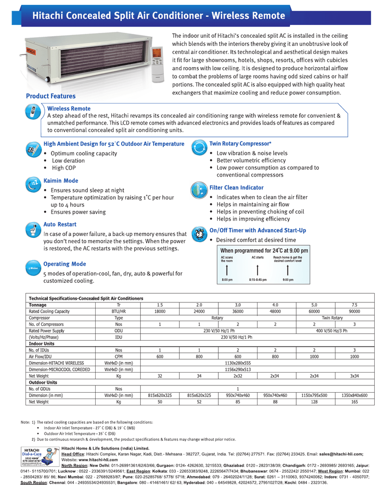 hitachi concealed split ac