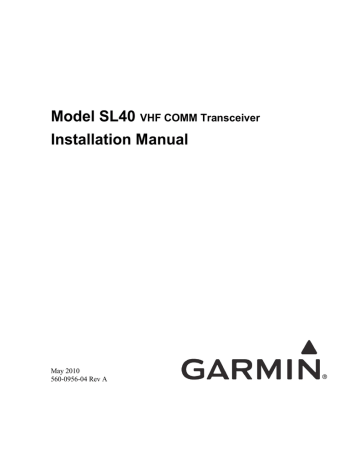 Garmin SL SL40 VHF COMM Transceiver Installation Manual | Manualzz