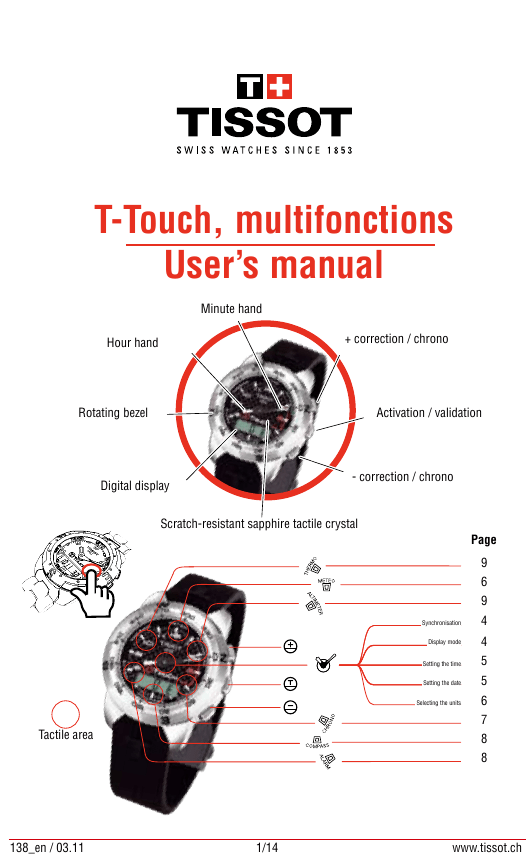 Tissot T Touch User manual Manualzz