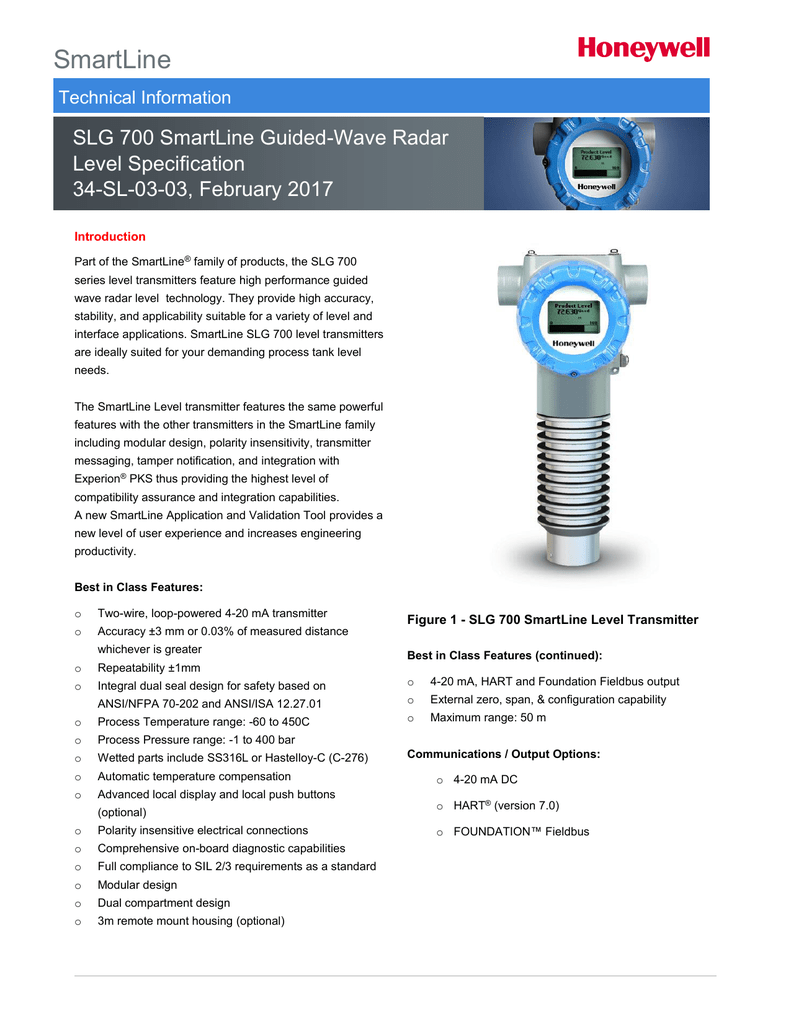 Slg 700 Smartline Guided Wave Radar Level Specification 34 Manualzz