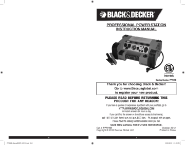 Black & Decker Portable Power Station 500W 900AMPs 120 PSI Compressor PPRH5B