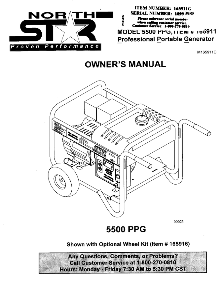 NorthStar 5.5KW Generator Manualzz