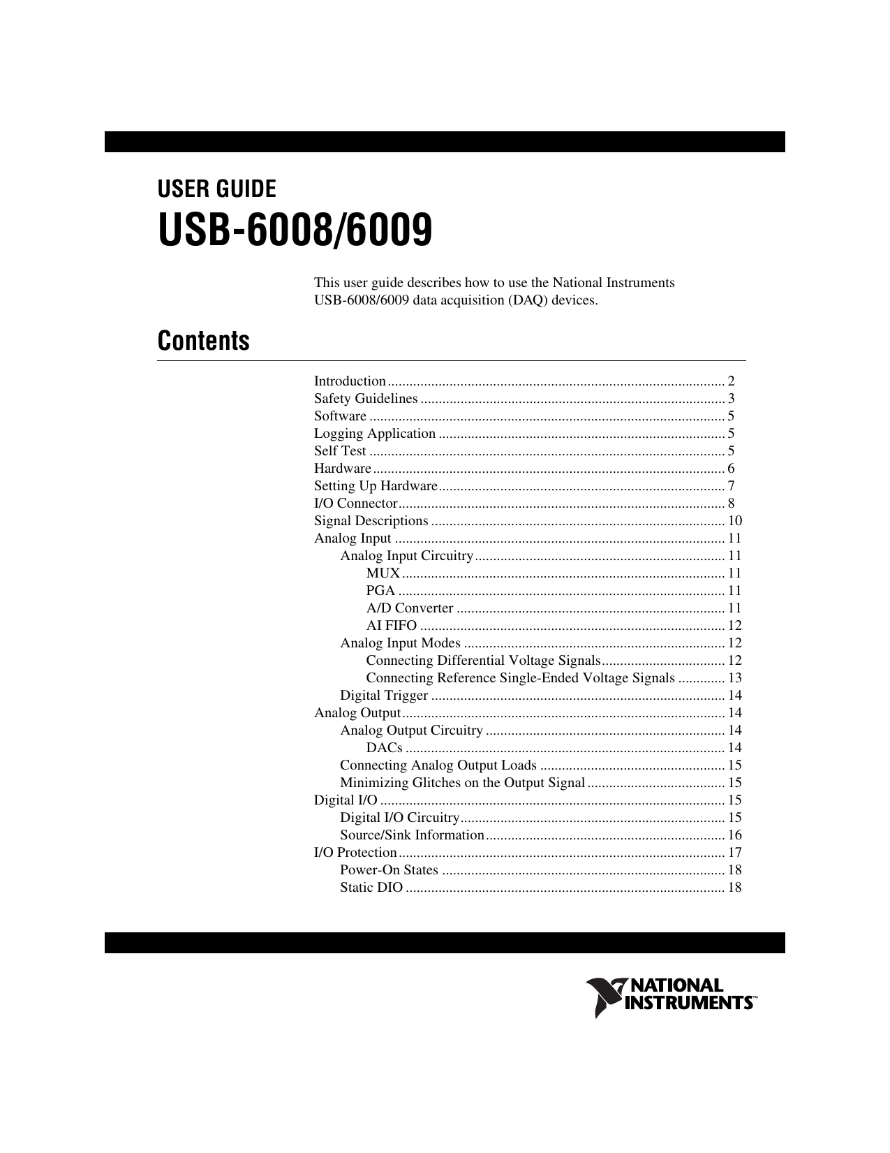 Usb-6008 6009 User Guide And Specifications 