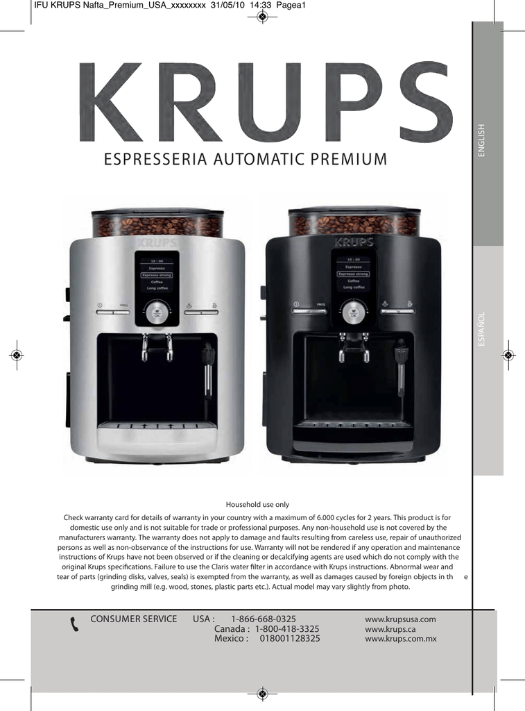 Krups Espresseria Owner's Manual | Manualzz
