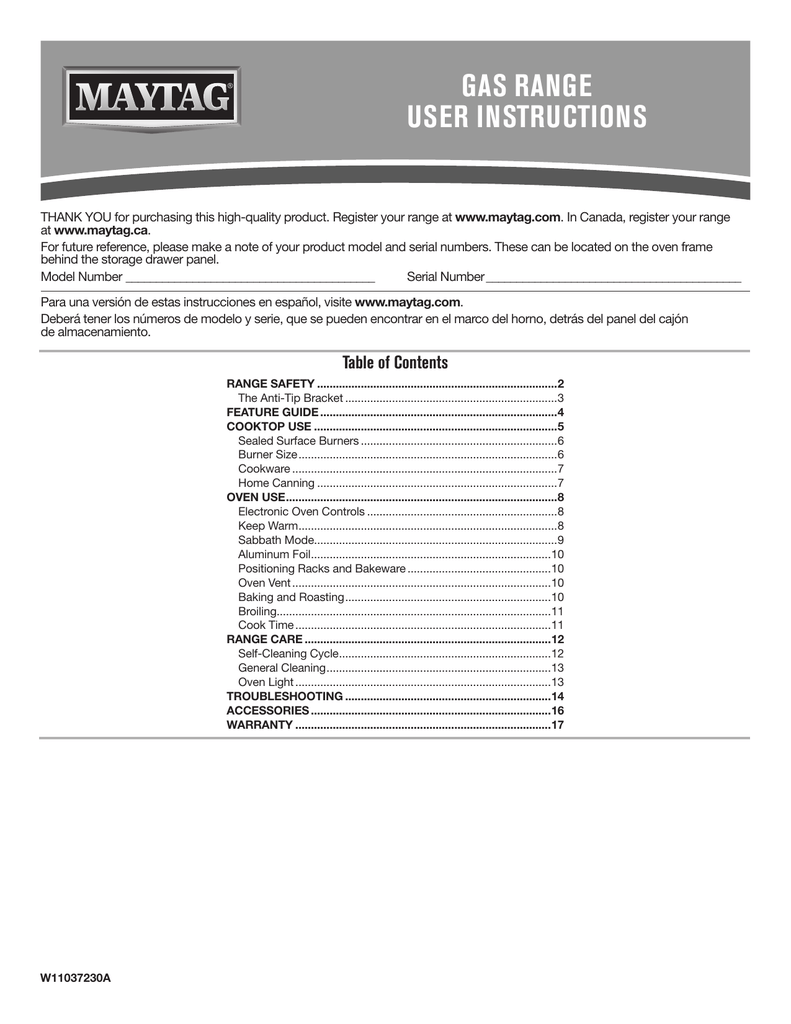 Maytag MGR6600FZ0 Gas Range Owner's Manual Manualzz