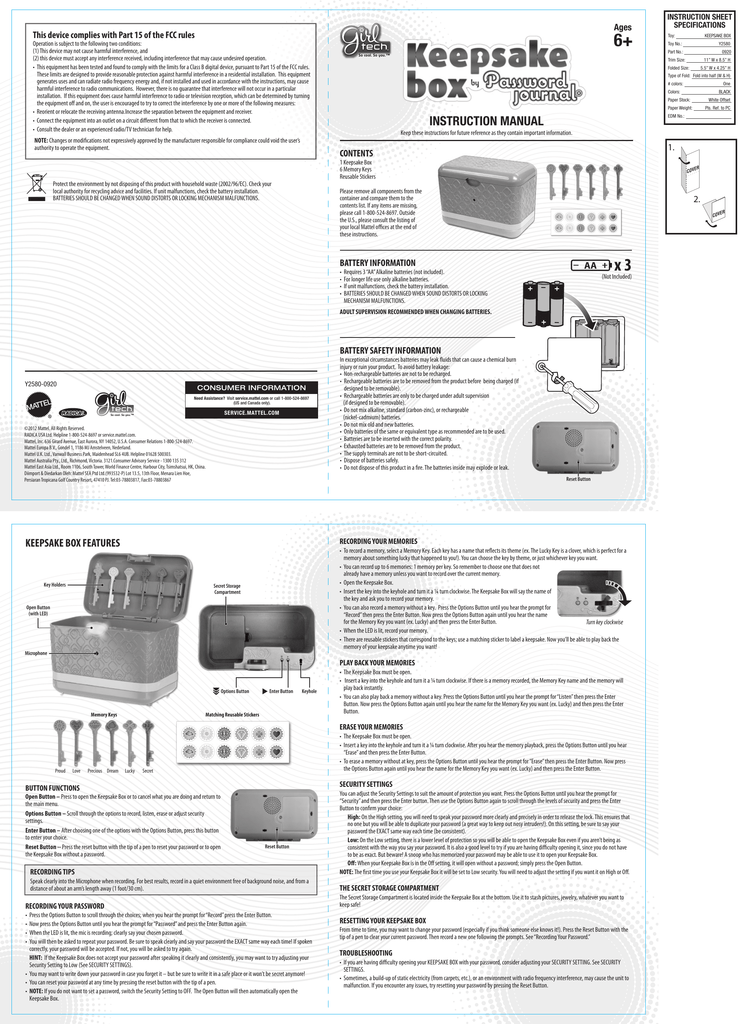 Mattel Electronic Password Journal Diary W/ Secret Hidden, 48 OFF