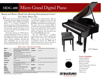 MDG-400 Micro Grand Digital Piano | Manualzz