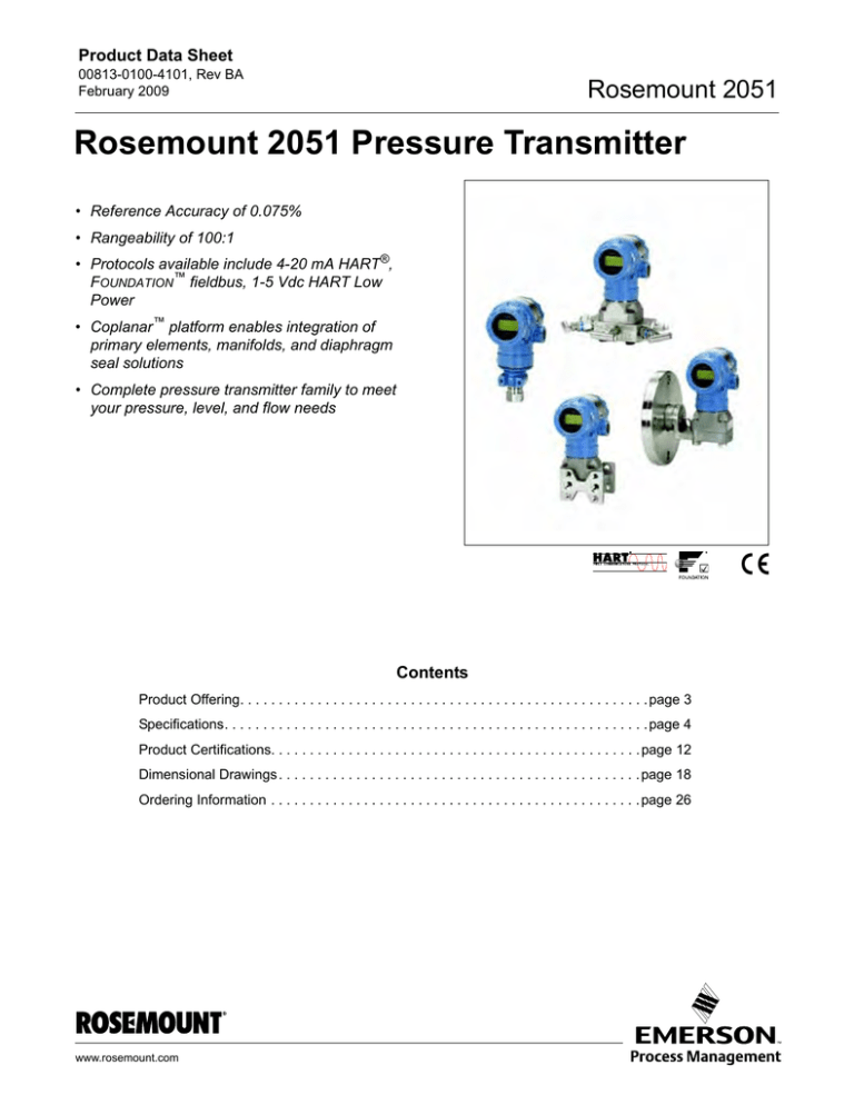 Rosemount 2051 Datasheet - Eswl | Manualzz