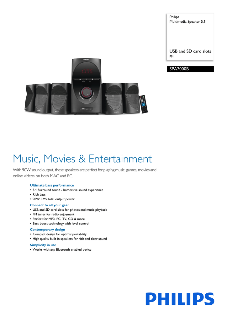 SPA7000B/94 Philips Multimedia Speaker 