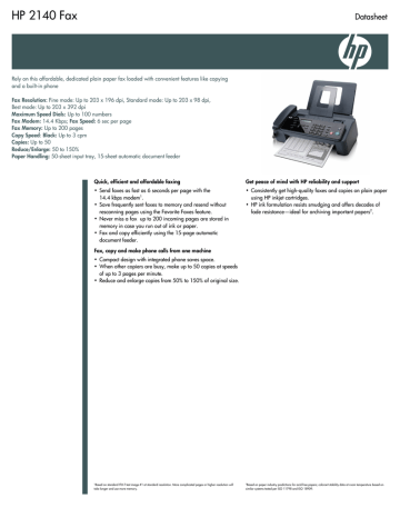 HP 2140 Fax Datasheet | Manualzz