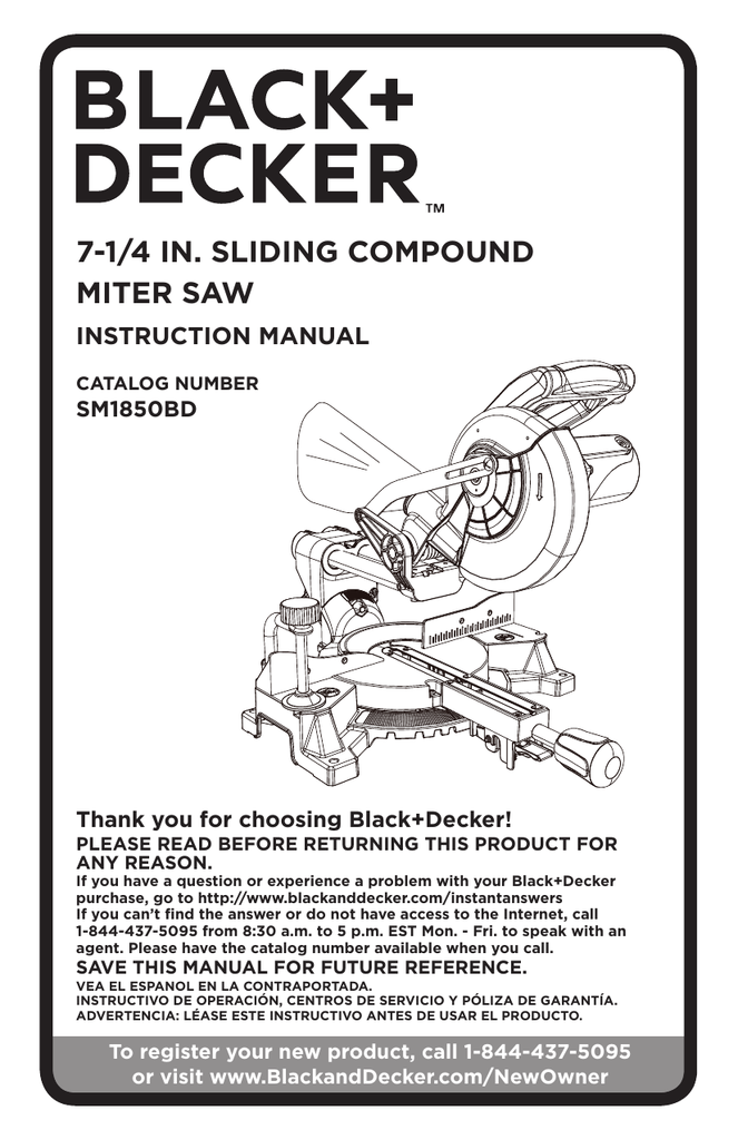 BLACK+DECKER 9 Amp 7-1/4-Inch Compound Miter Saw, M1850BD