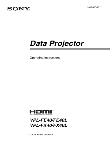 Sony VPL-FX40 Projector User Manual | Manualzz