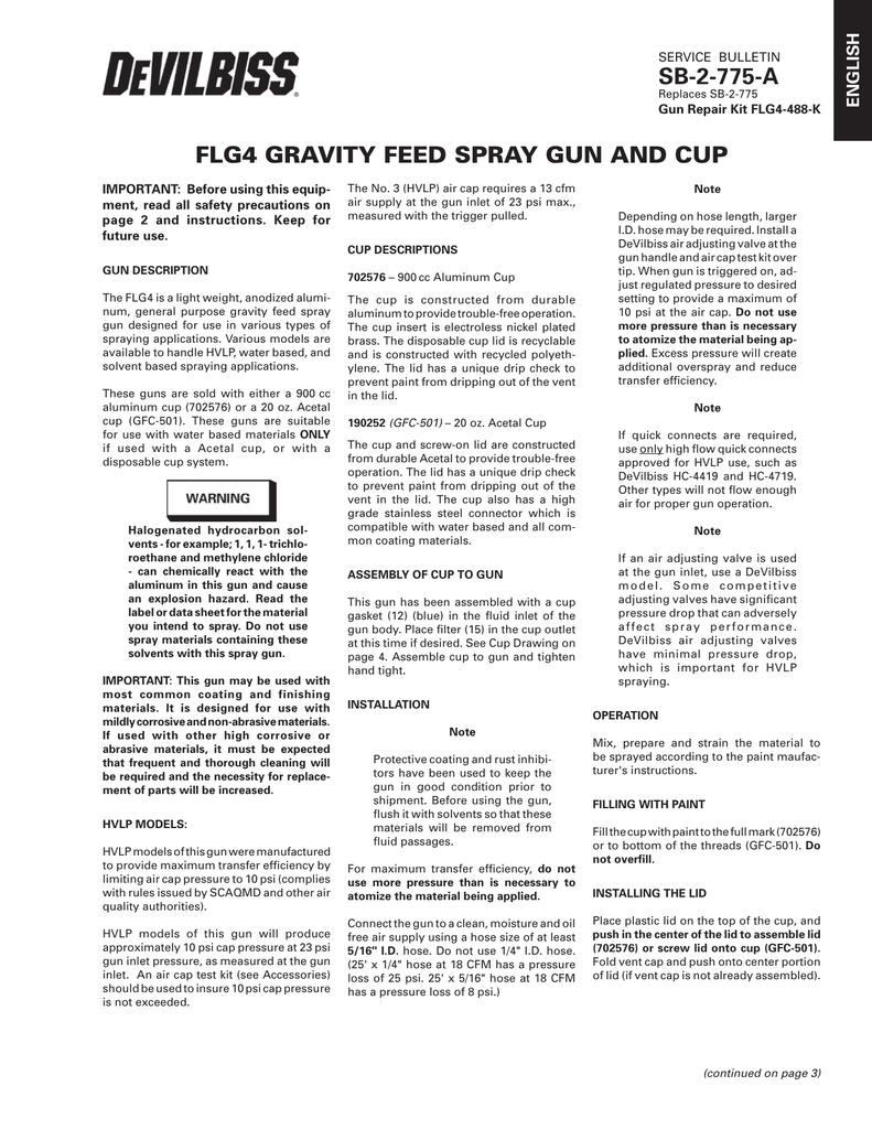 Devilbiss Fluid Tip Chart