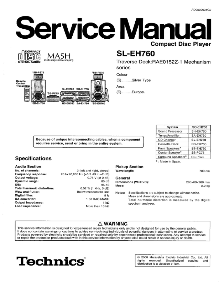 Technics Sl Eh 760 Service Manual Manualzz