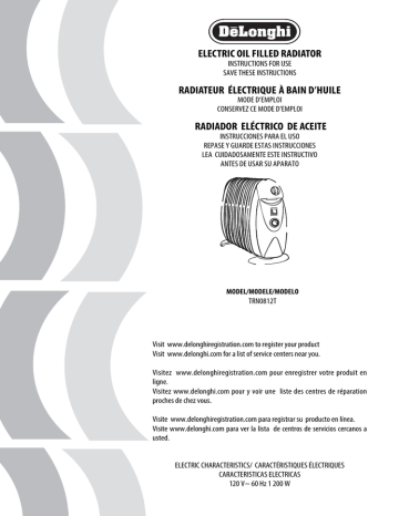 De'Longhi Electric Oil Filled Radiator TRN0812T Instructions Manualzz