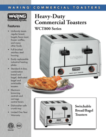 Waring WCT850 Commercial Switchable Bread Bagel Combination Toaster 208 Volts 