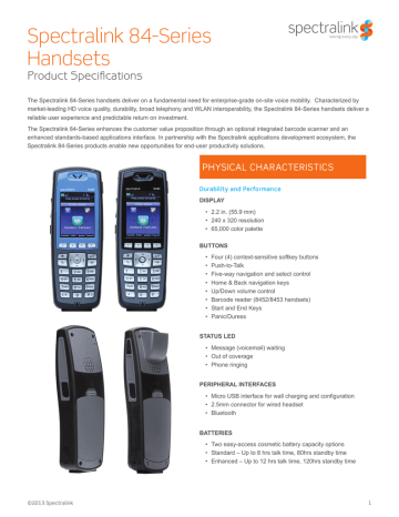 Spectralink 84 series Product specifications | Manualzz