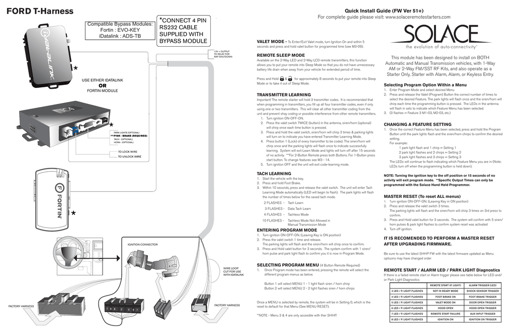 solace remote starter manual