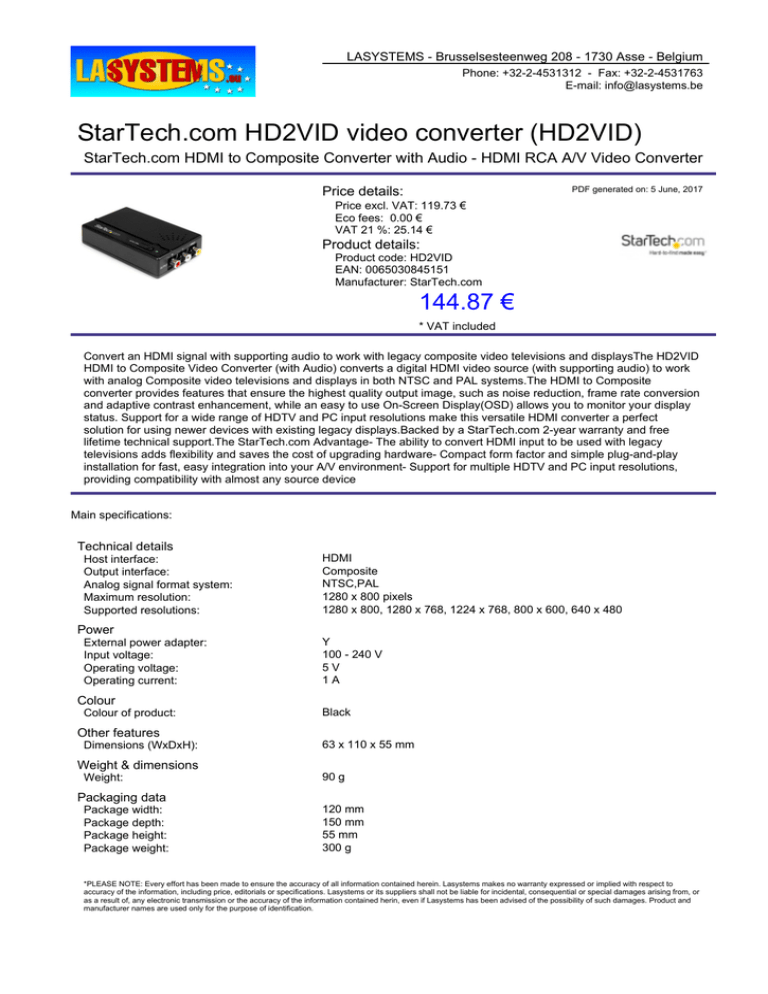 Startech Com Hd2vid Video Converter Hd2vid Manualzz