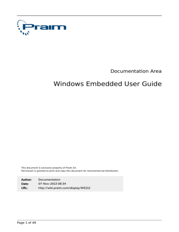 Praim Windows Embedded User Guide | Manualzz