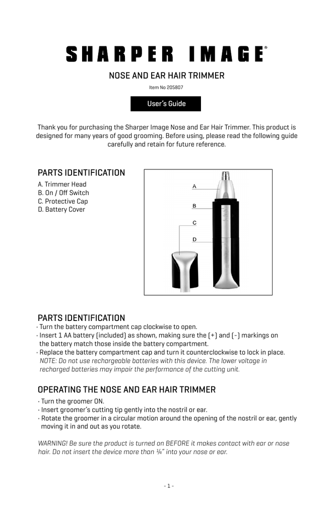 Nose And Ear Hair Trimmer Parts Identification Parts Manualzz