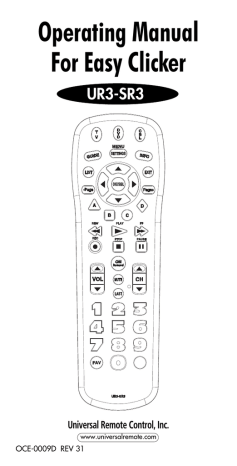Universal Remote Control Easy Clicker UR3-SR3 Operating Manual | Manualzz