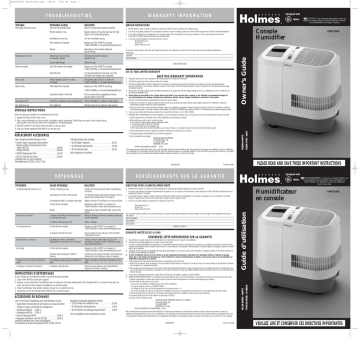 Holmes HM3501 Humidifier Owner's Guide | Manualzz