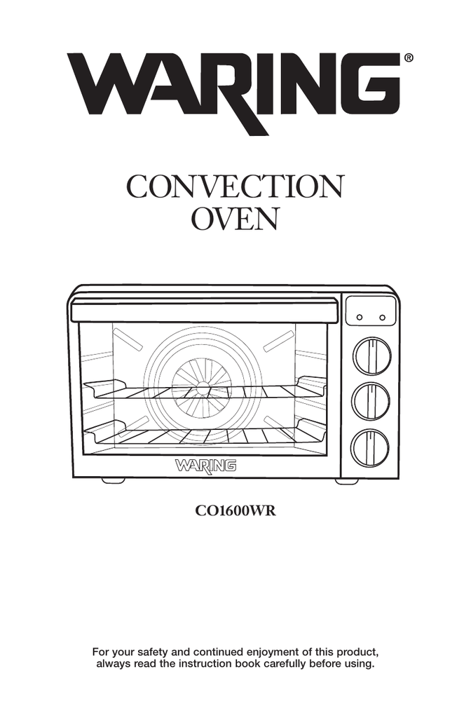 CO1600WR Waring® Convection Oven Instruction Book Manualzz