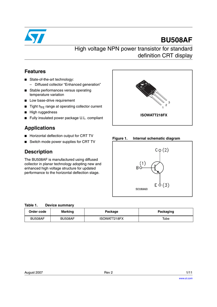 BU508AF Datasheet | Manualzz