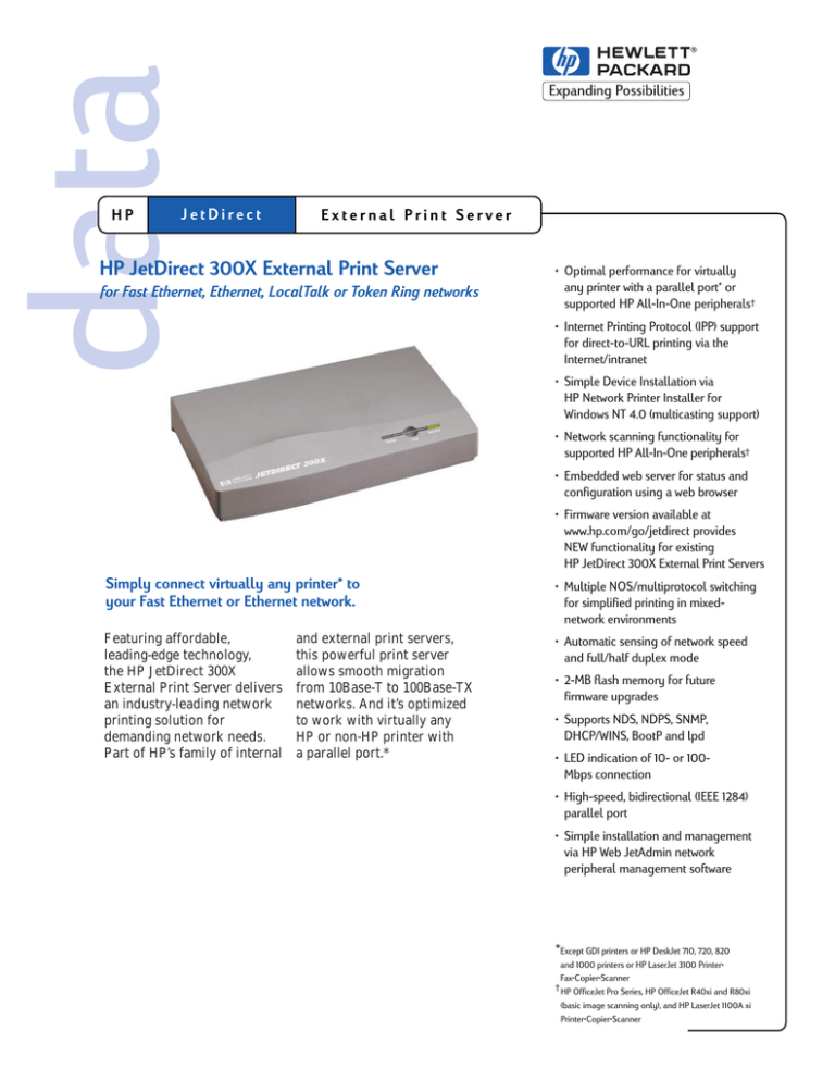 hp jetdirect external print server