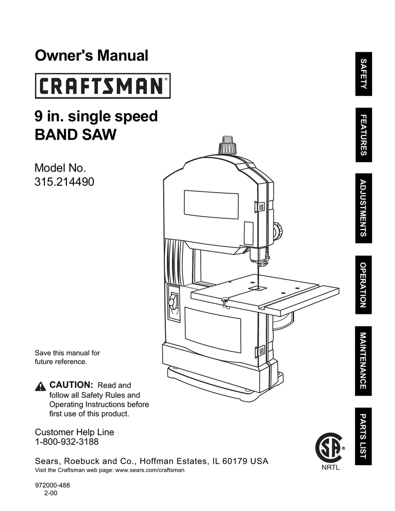 New Band Saw 3/5 Manualzz