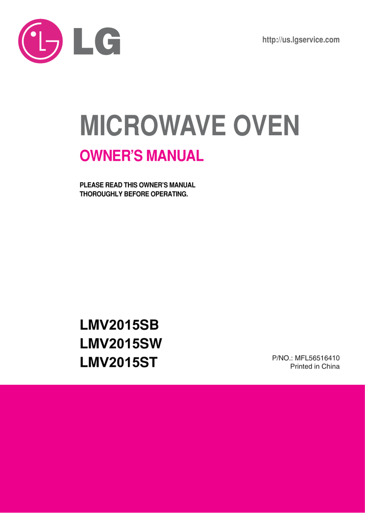 Lg Appliance Lmv2015st Use And Care Manual Manualzz